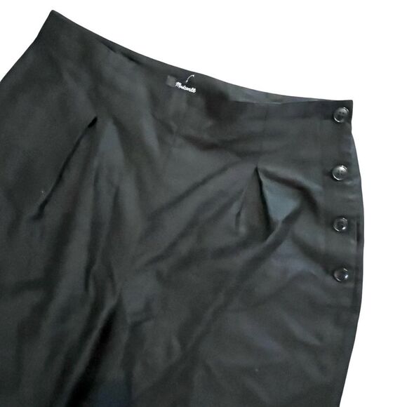 Madewell Classic Wide Leg Black Pants Size 8 Sailor Pant Buttons Up Side - Picture 3 of 6